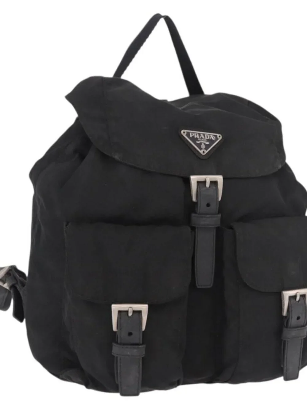 PRADA Backpack Nylon Black Silver Auth 179537